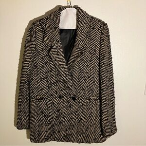 Mango Black and Cream Chevron Blazer